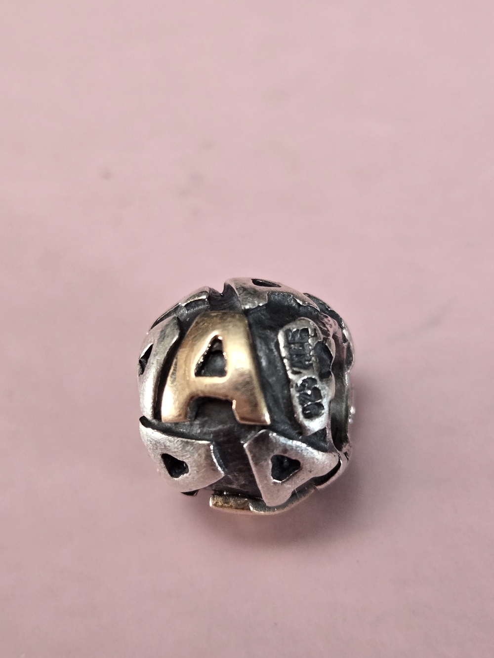 Pandora Two-Tone Gold and Silver Letter A Bead Charm